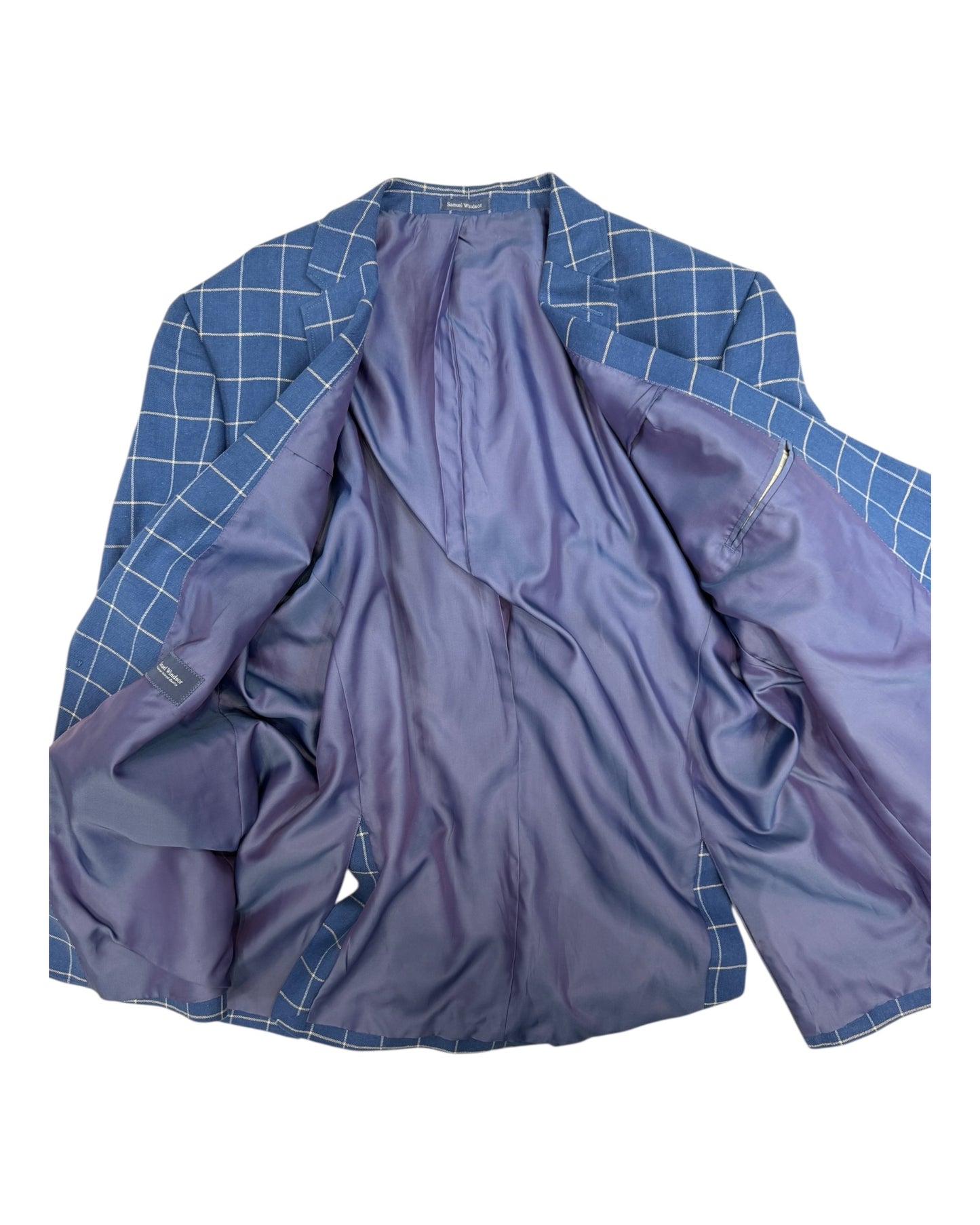 Vintage Blue Checkered Suit Jacket