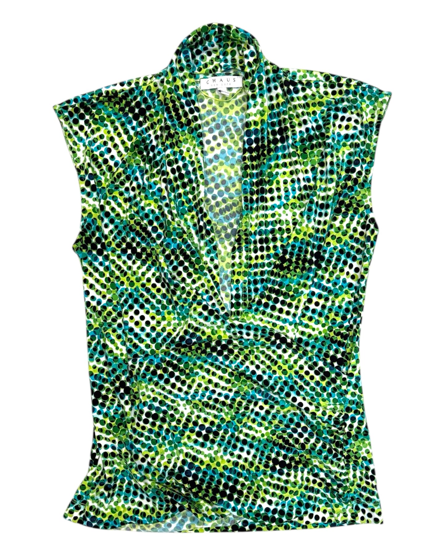Vintage Y2K Green Polka-Dot Blouse