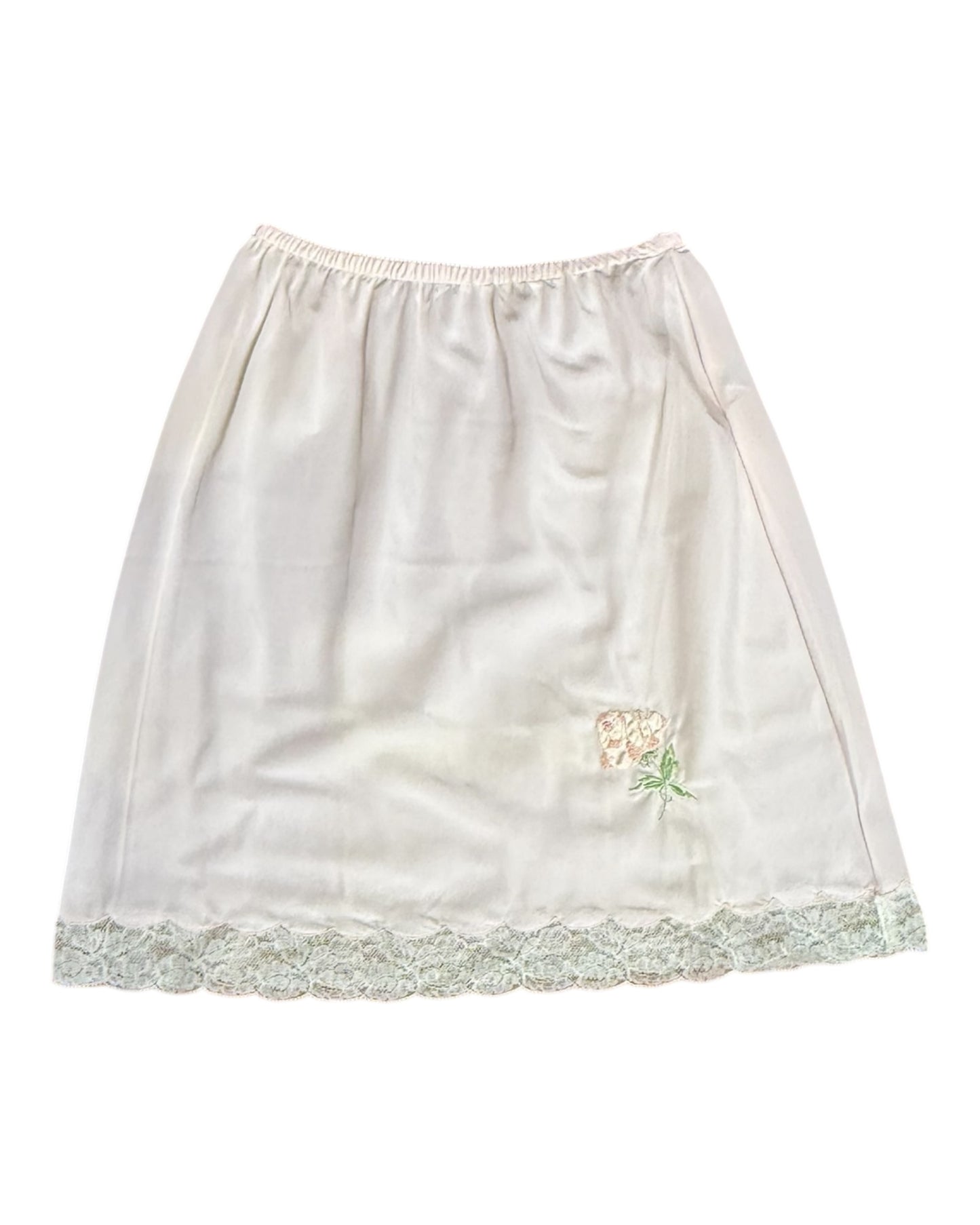 Vintage Bergdorf Goodman Pale Pink Skirt with Rose Embroidery