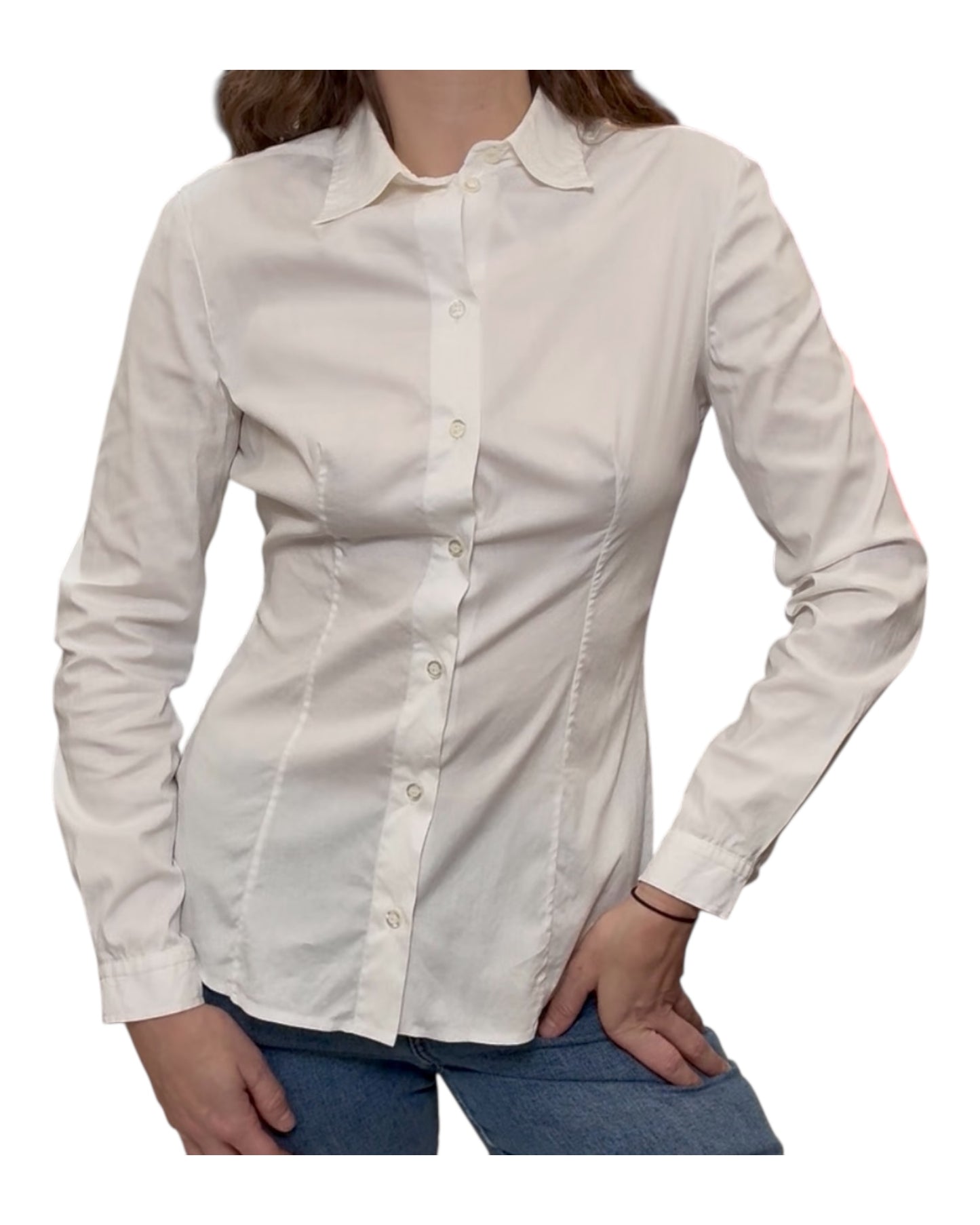Pre-Loved Prada White Button-Up Blouse