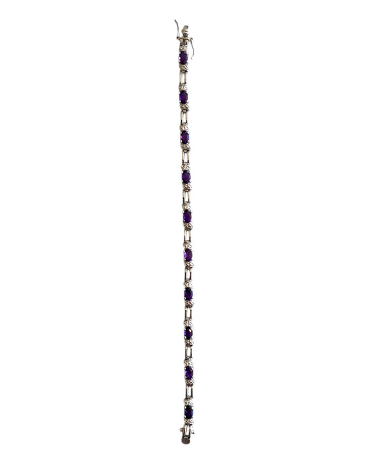 Vintage Silver and Purple Crystal Tennis Bracelet