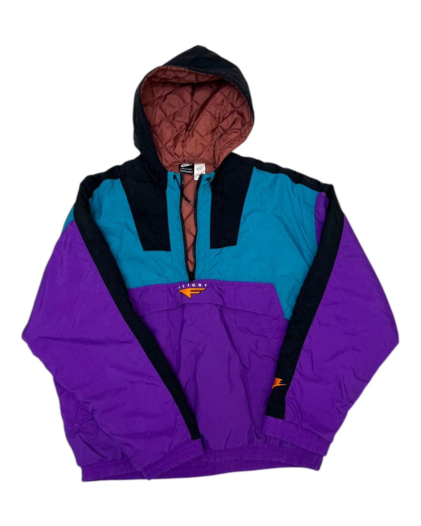 Vintage Nike Purple, Green and Black Color Block Windbreaker Jacket