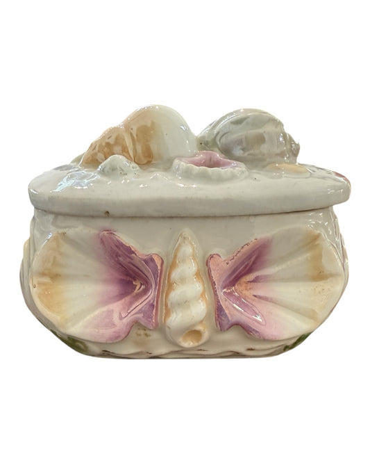 Vintage Porcelain Shell Small Trinket Box