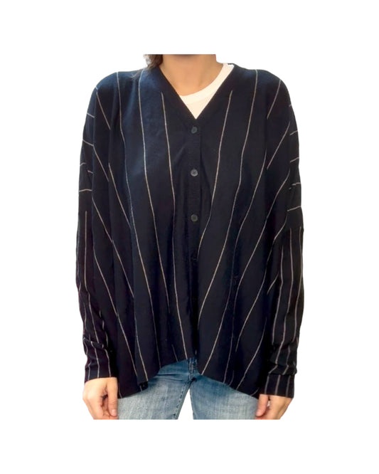 Pre-Loved Navy Stripe Cardigan Sweater