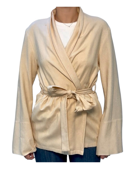 RARE Vintage Frette Ecru Cashmere Coat with Belt