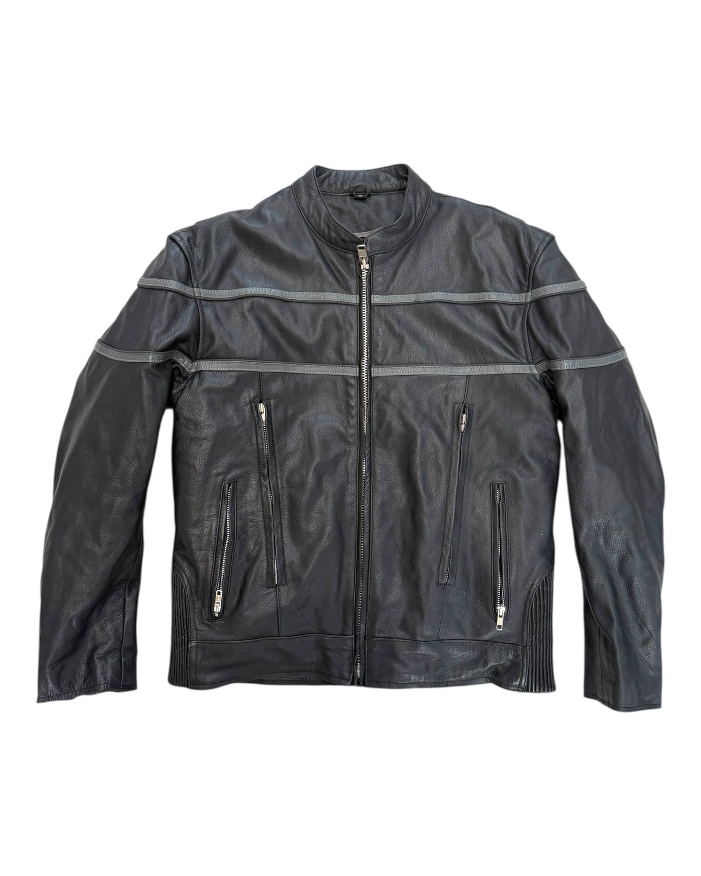 Vintage Black Leather Motorcycle Jacket