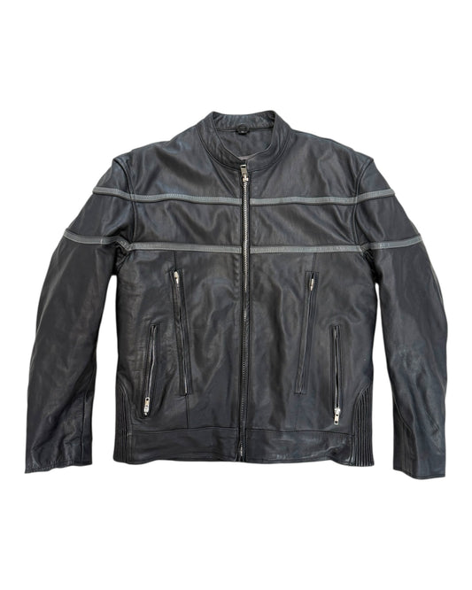 Vintage Black Leather Motorcycle Jacket