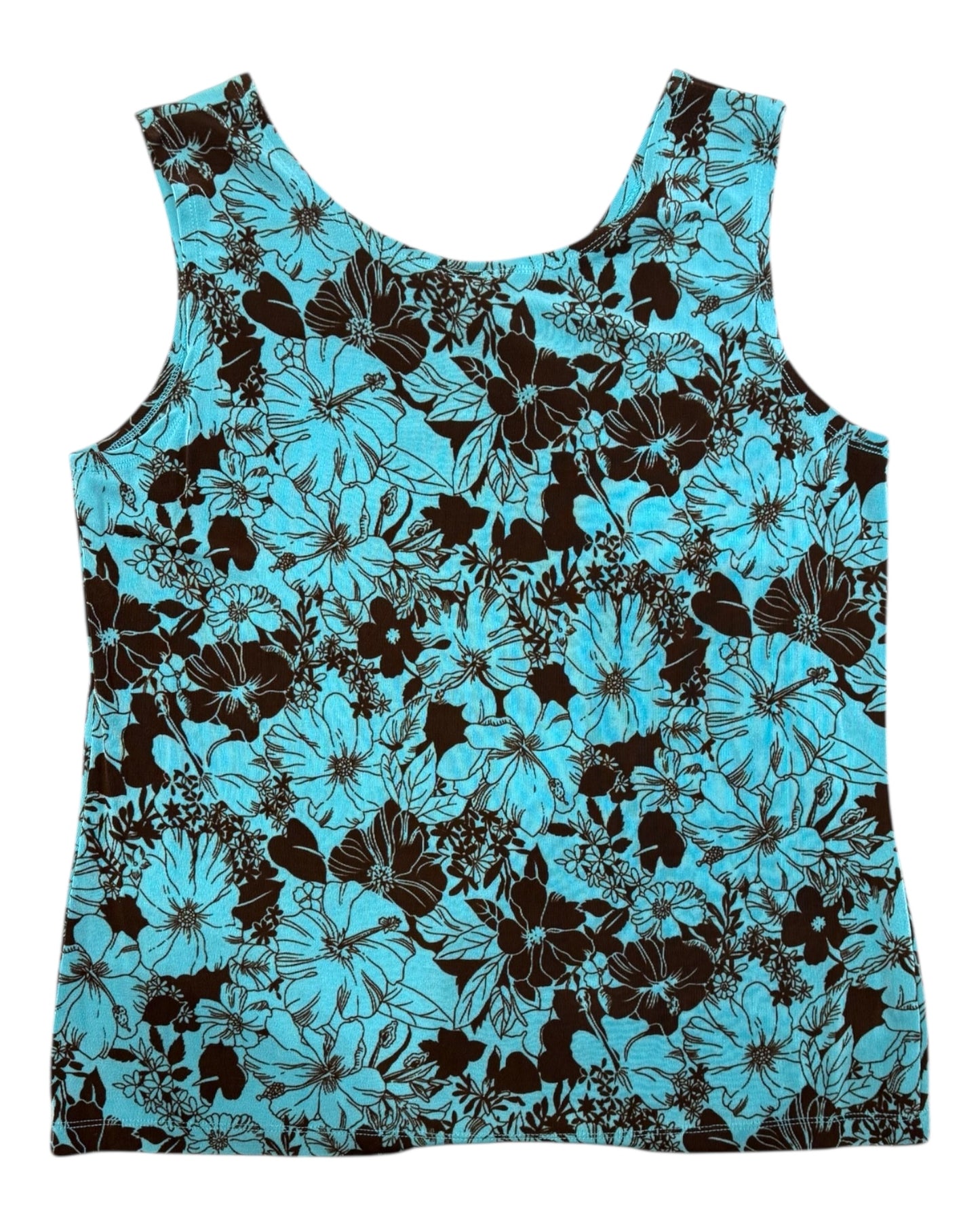Vintage Y2K Turquoise and Brown Floral Tank Top