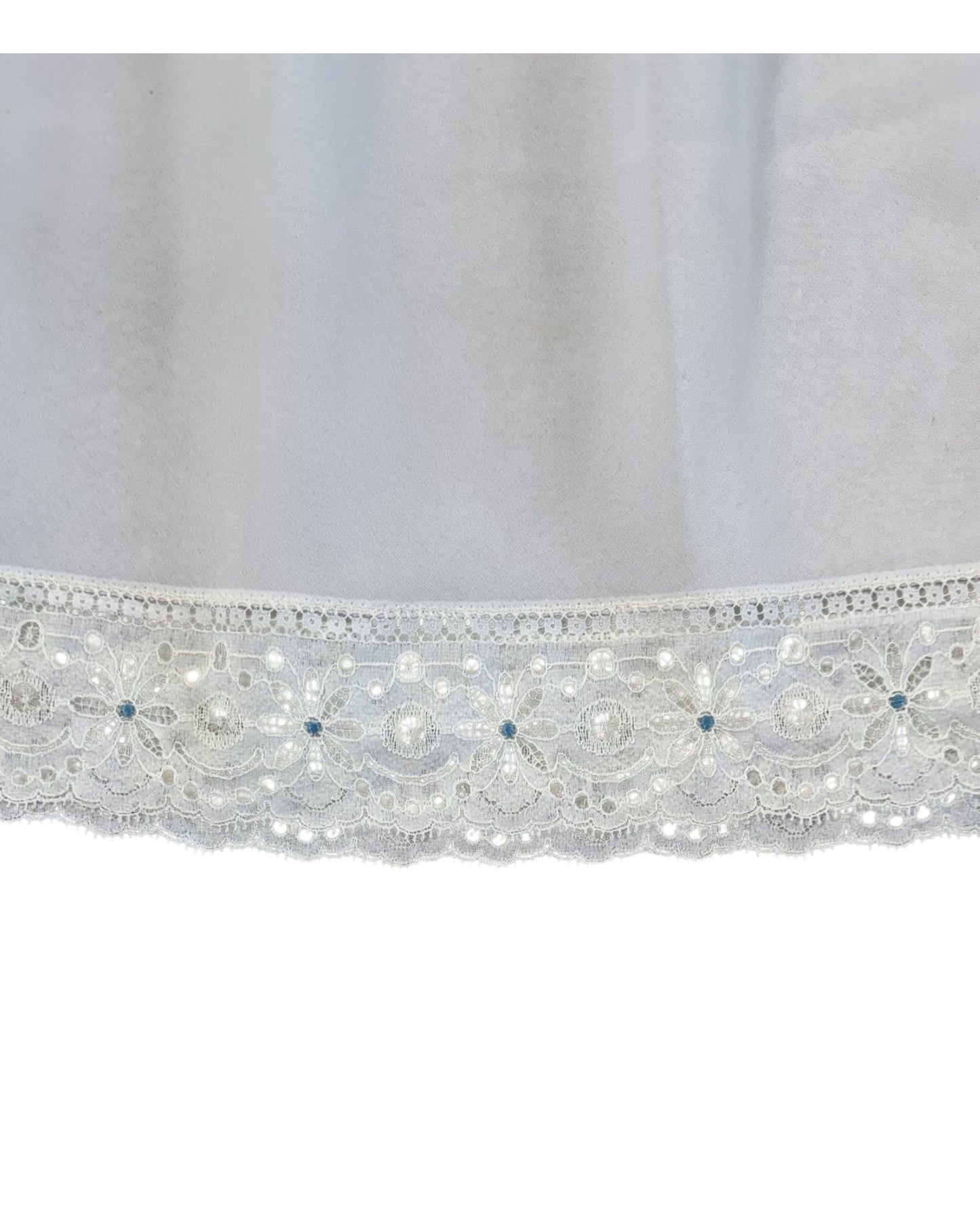 Vintage Sheer White Slip Skirt with Floral Lace Trim