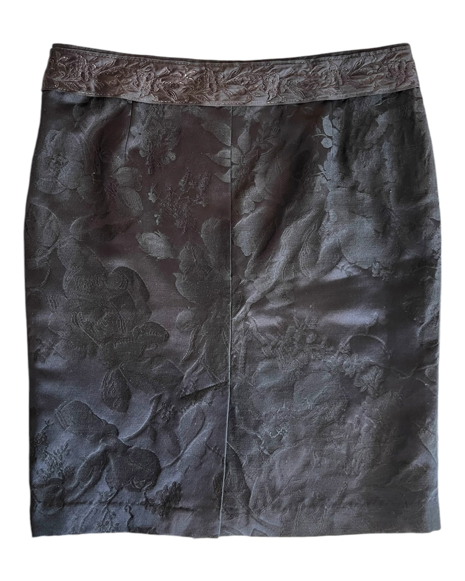 Vintage Miu Miu black skirt with a baroque pattern. 