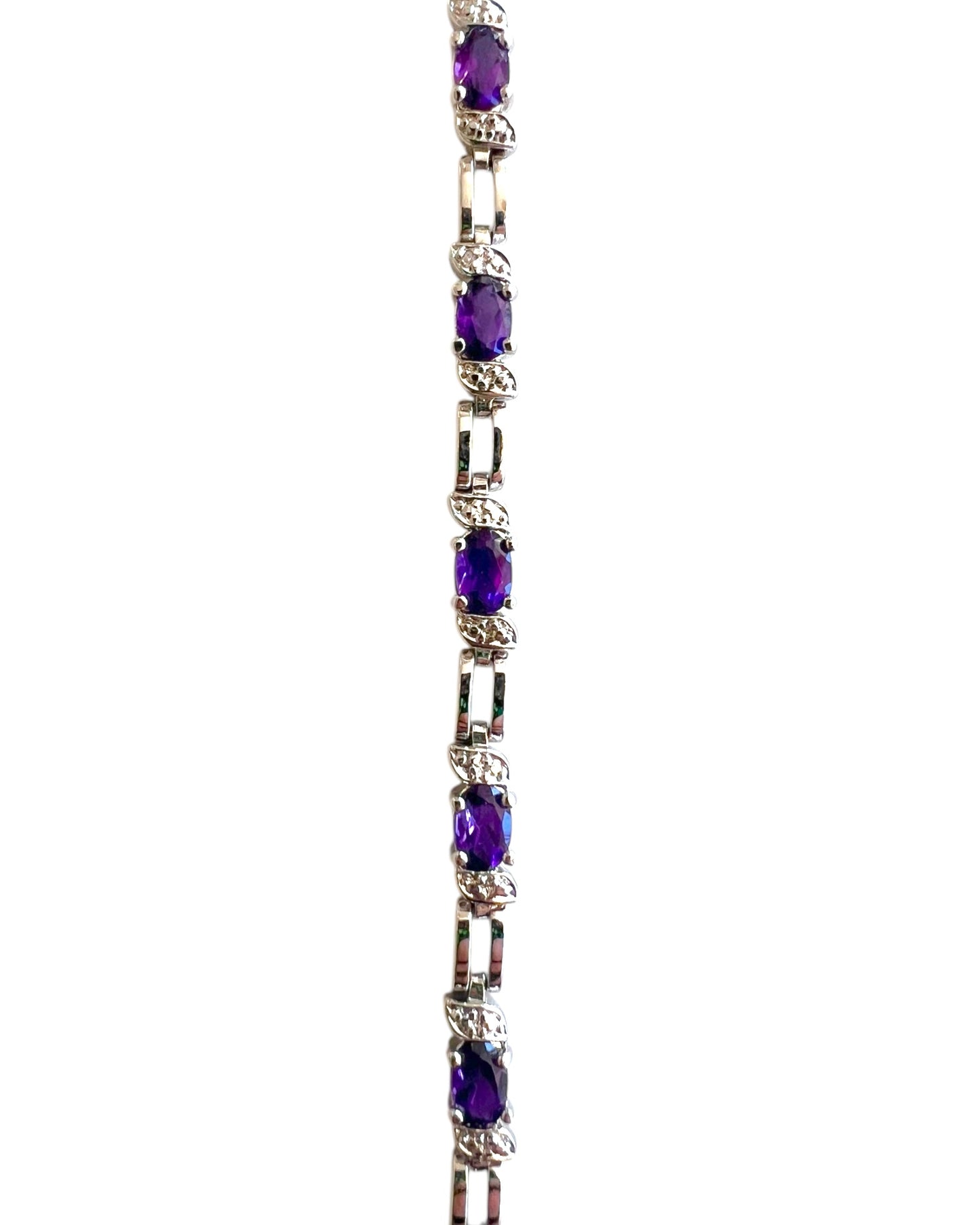 Vintage Silver and Purple Crystal Tennis Bracelet