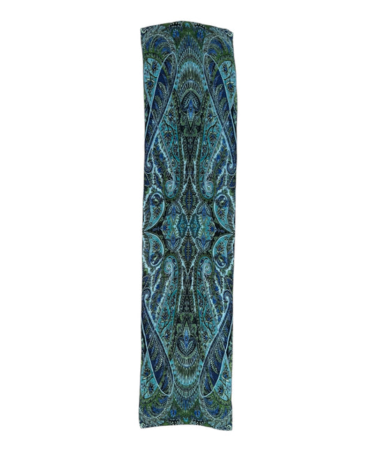 Vintage Blue Paisley Skinny Silk Scarf