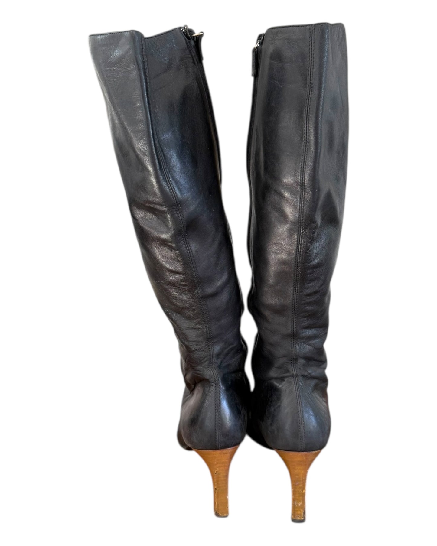 Vintage Gucci Pointed Toe Black Leather Boots