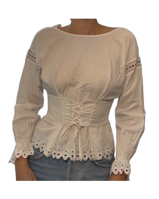 Vintage Guess White Corseted Blouse