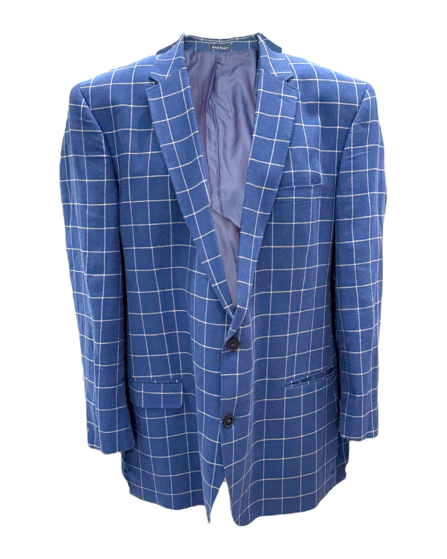 Vintage Blue Checkered Suit Jacket