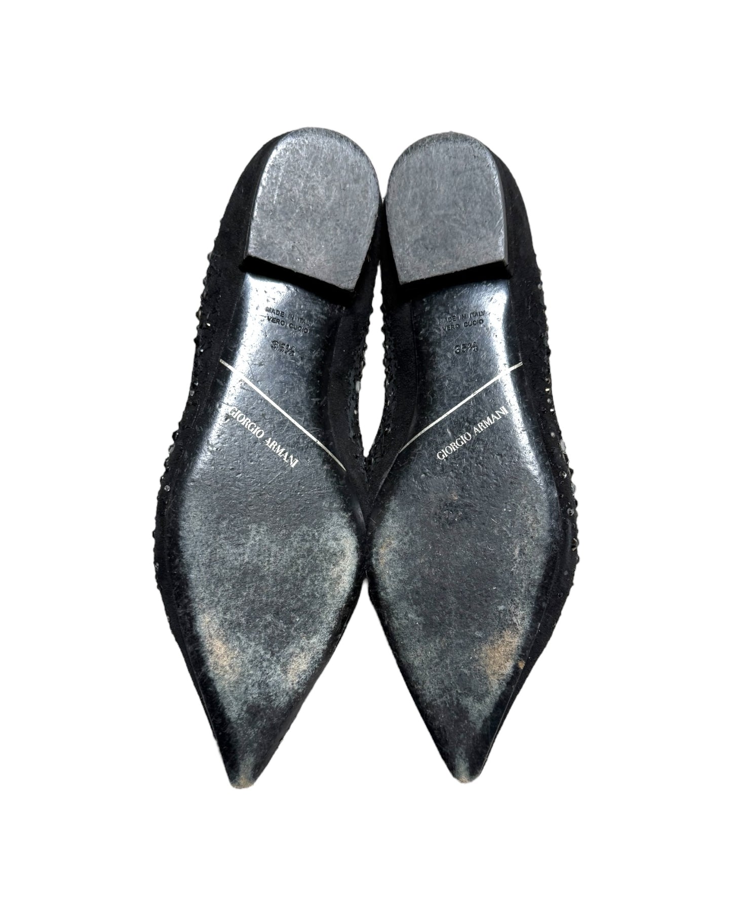 Vintage Giorgio Armani Black Beaded Flats