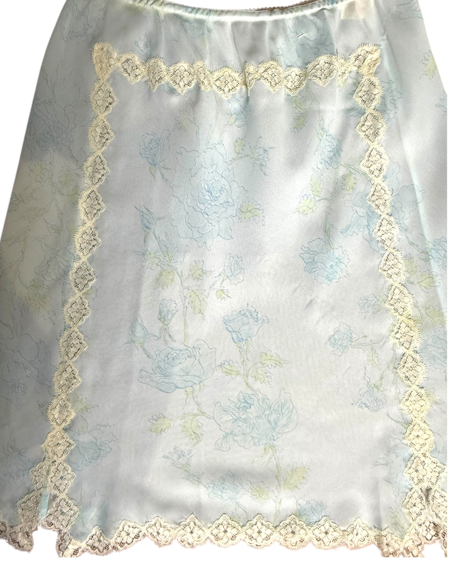 Vintage Bergdorf Goodman Blue Floral Slip Skirt