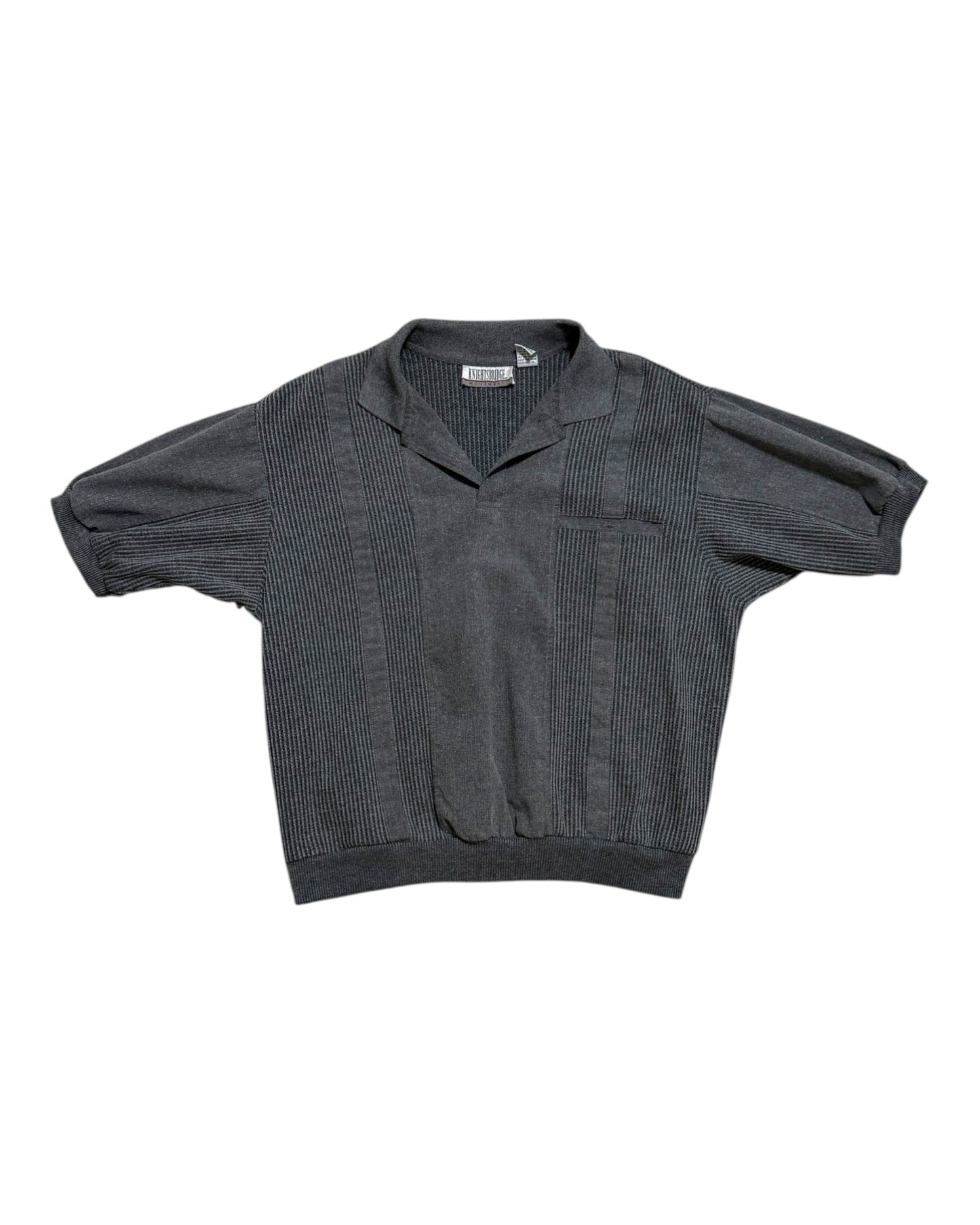 Vintage Grey Knit Polo Top