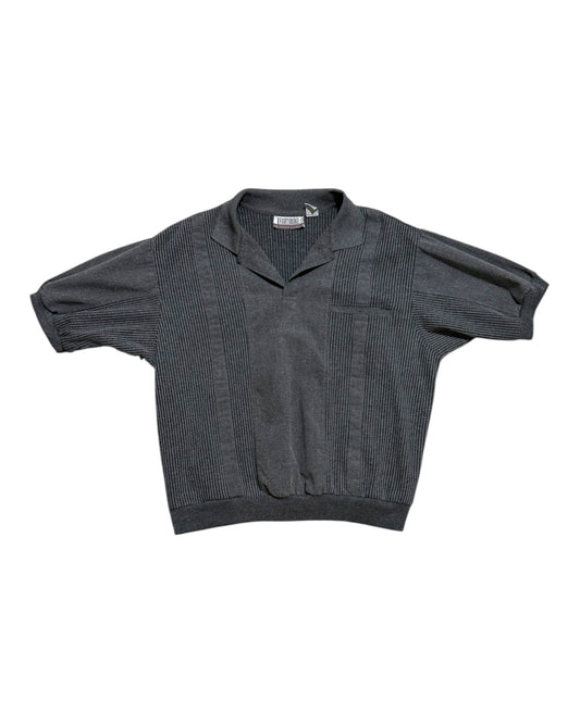 Vintage Grey Knit Polo Top