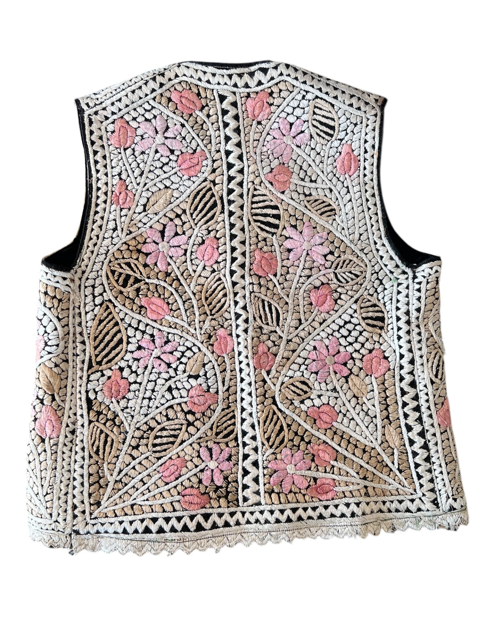 Vintage Pink and Beige Embroidered Vest