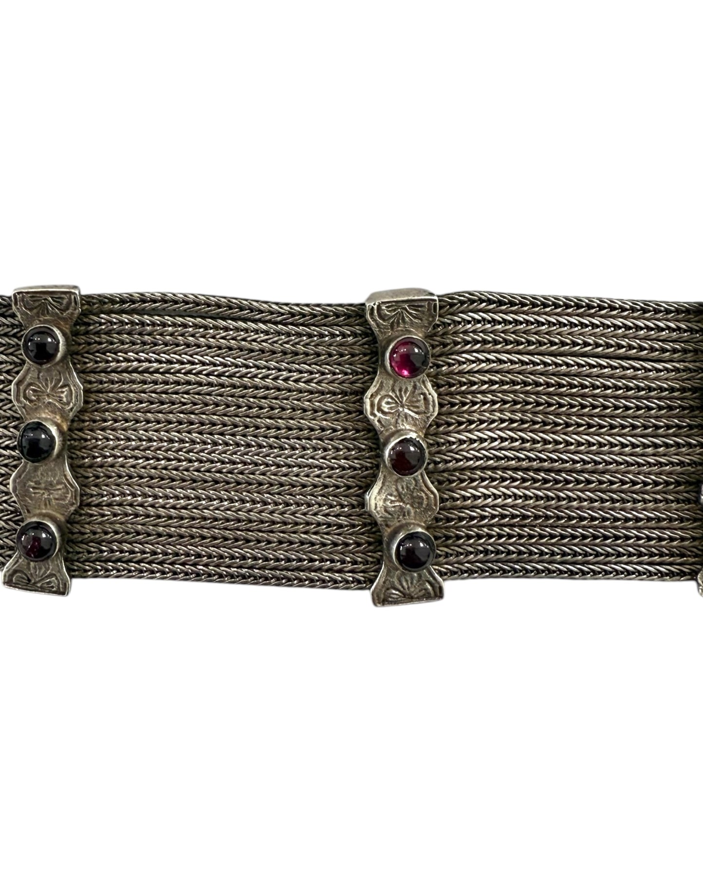 Vintage Sterling Silver and Iolite Etched Bracelet