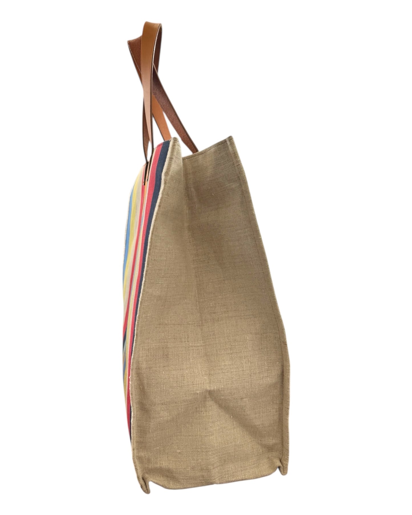 Vintage Fendi Striped Peplin Shopping Tote Bag