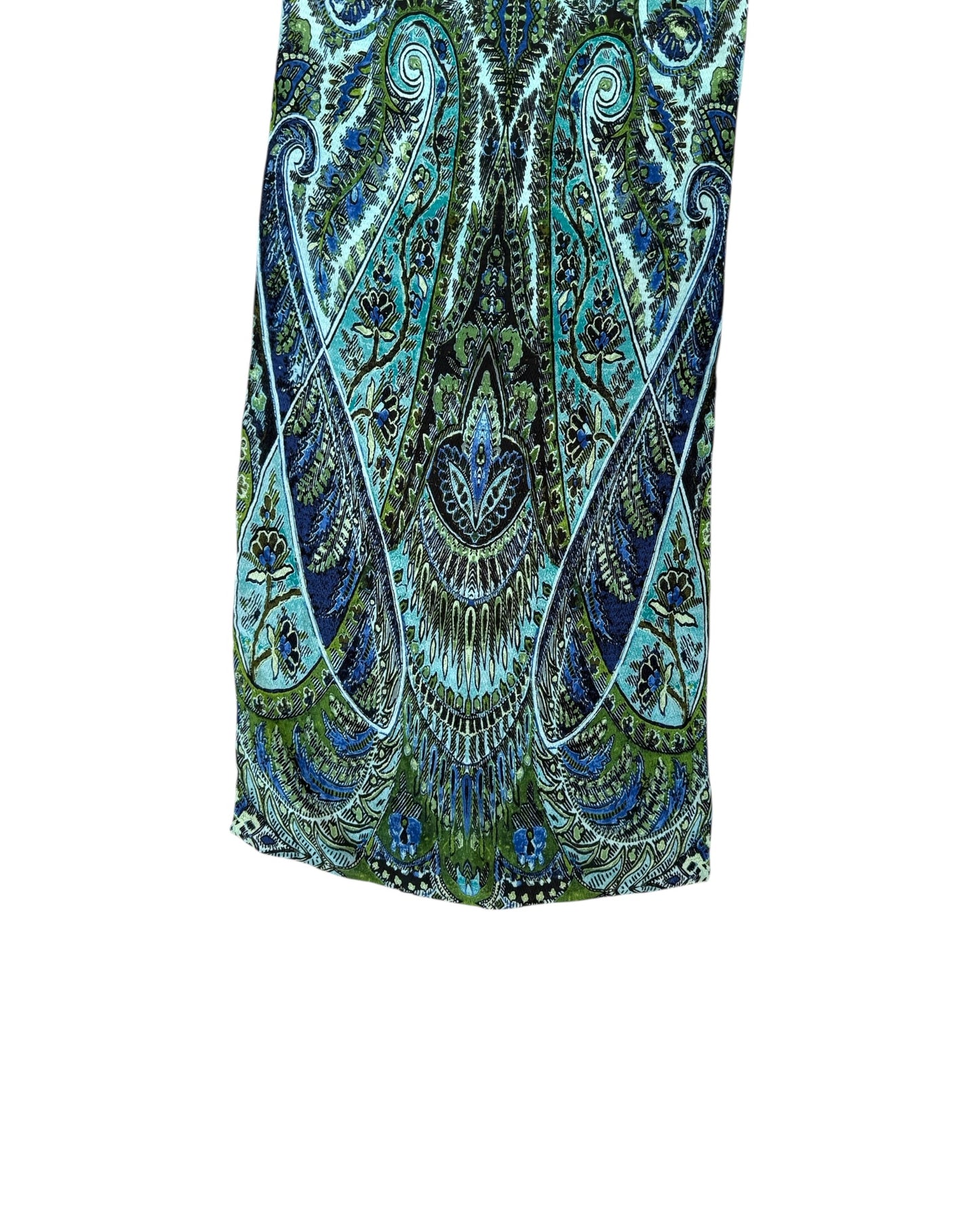 Vintage Blue Paisley Skinny Silk Scarf
