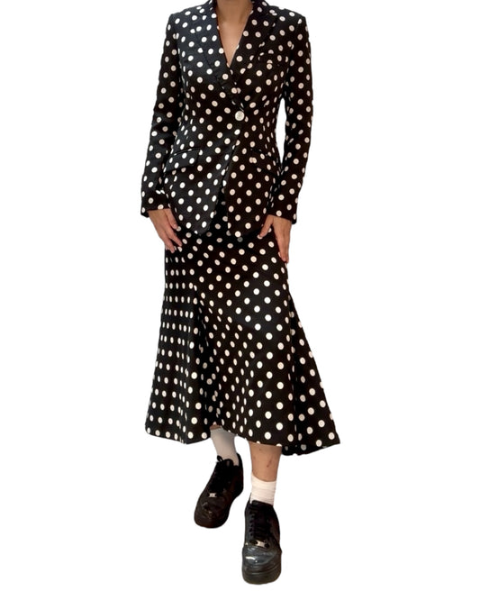 Pre-Loved ERDEM Black Polka Dot Skirt Suit