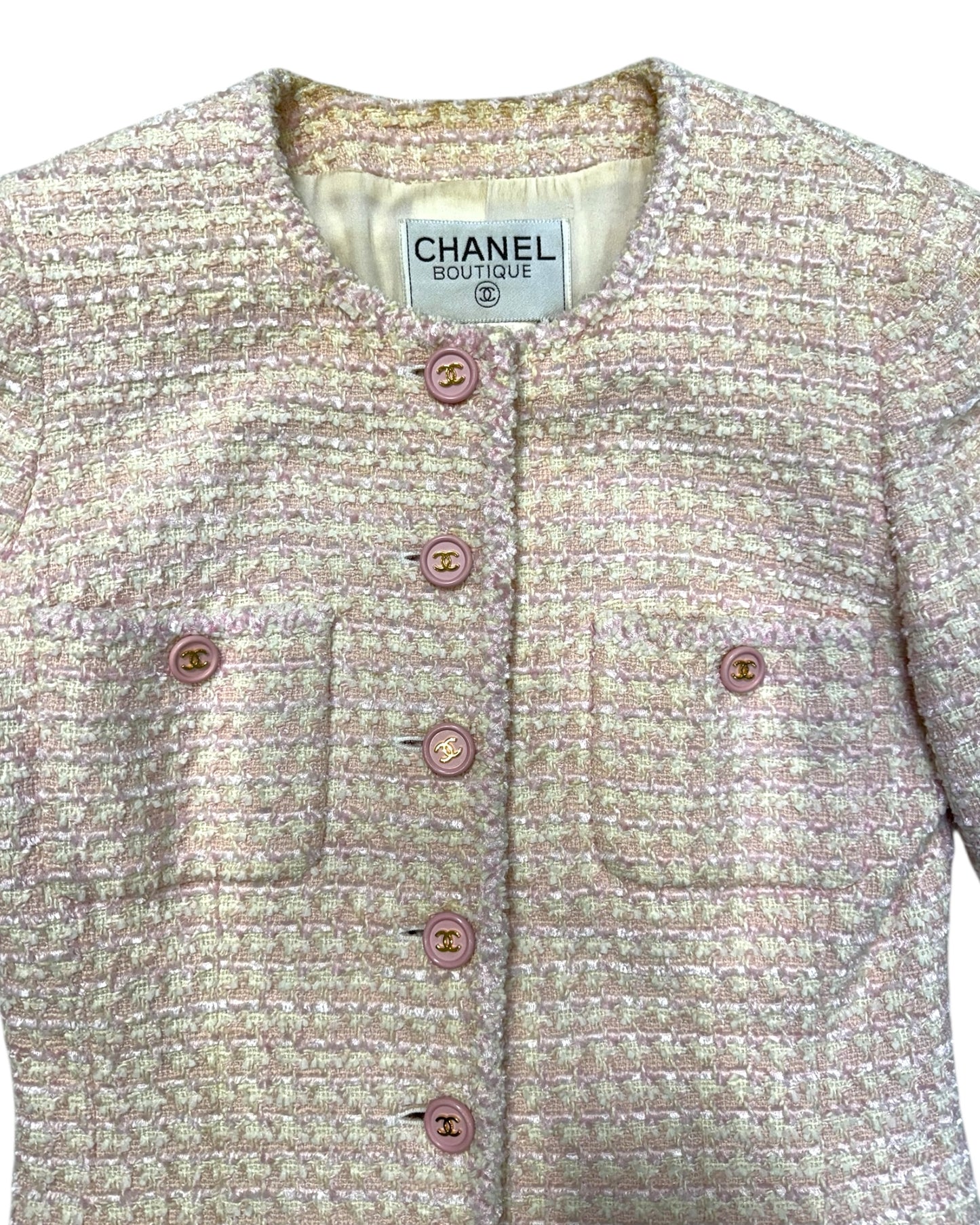 Vintage 1997 Chanel Pink Tweed Blazer