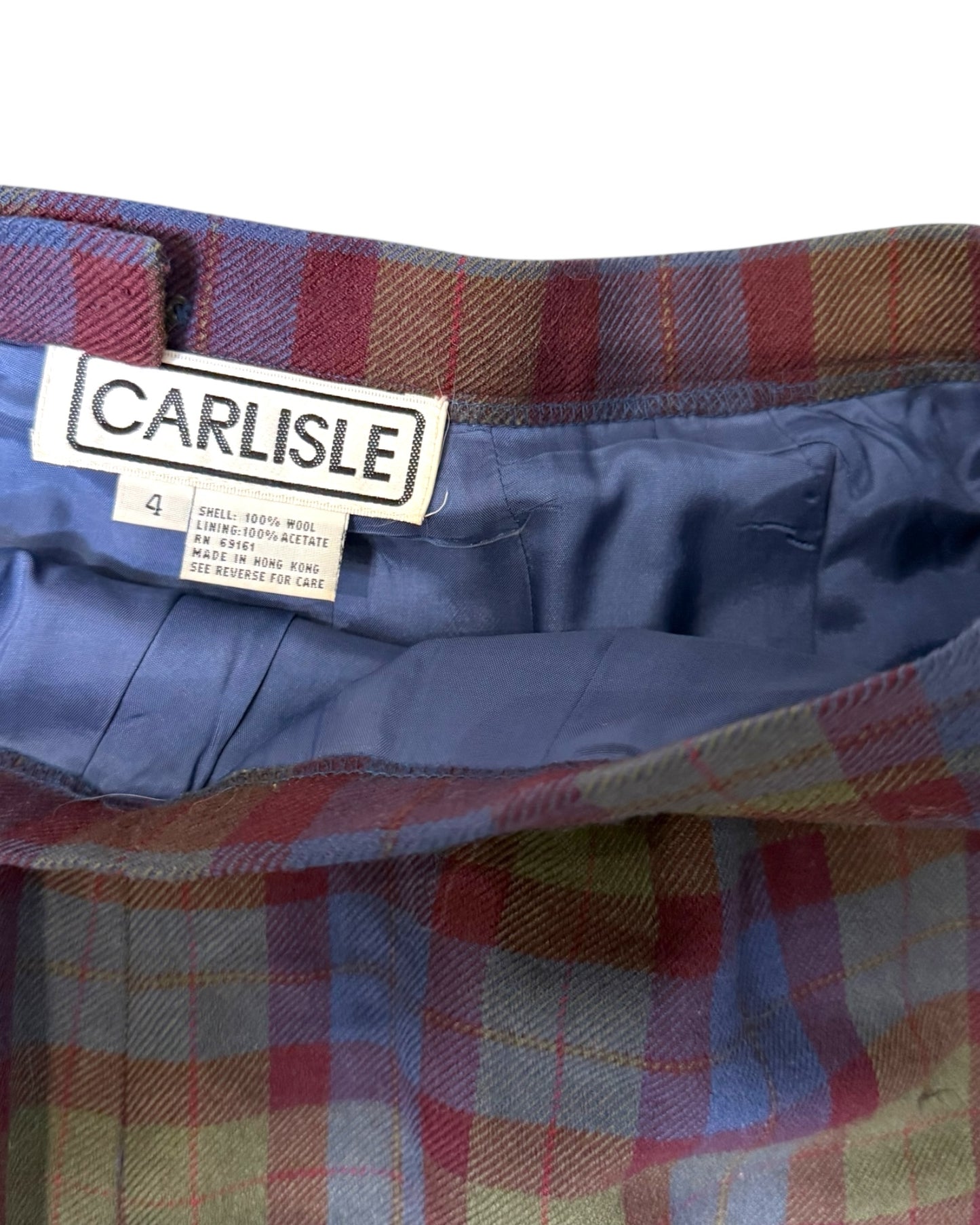 Vintage Carlisle Plaid Wool Skirt with Fringe