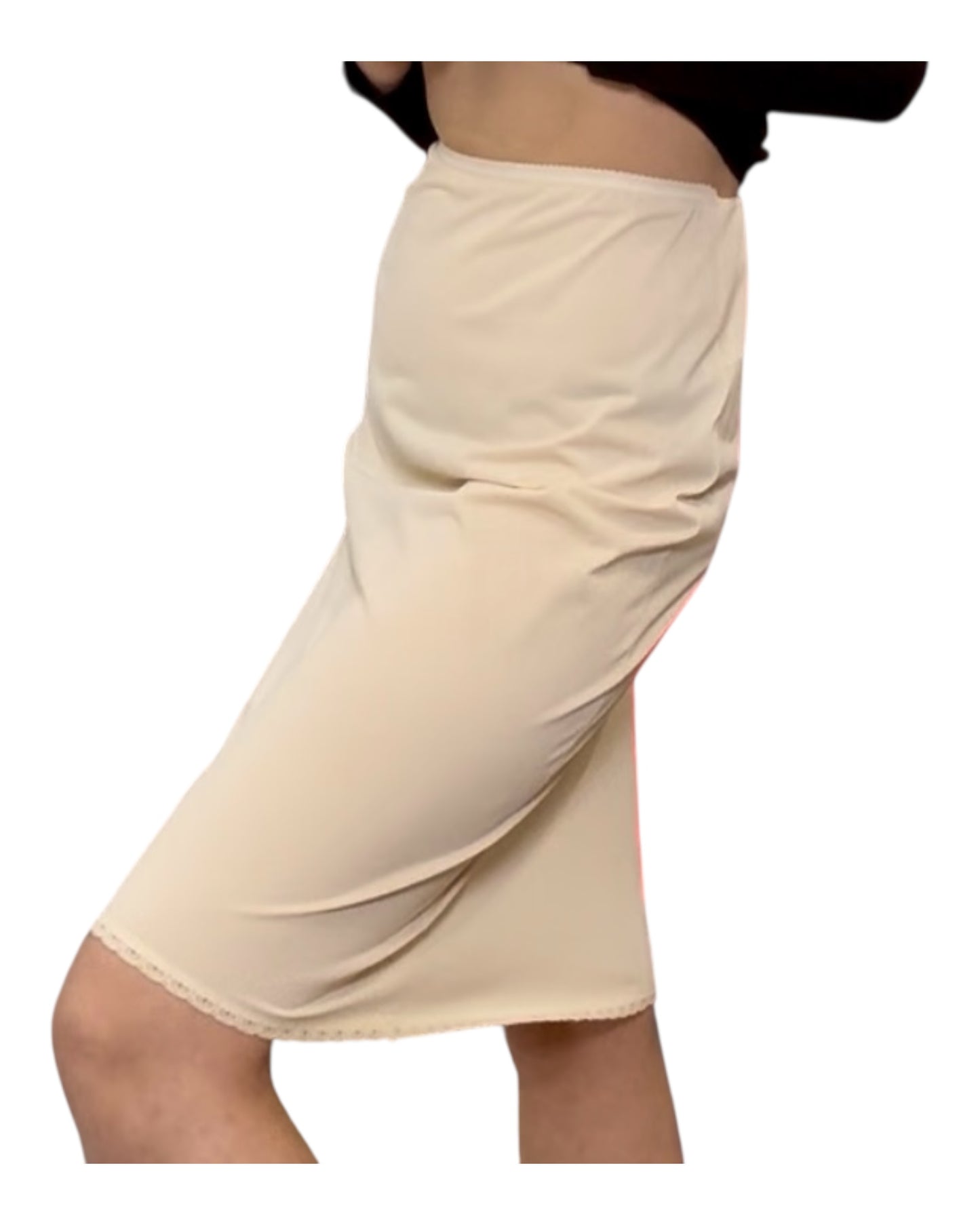 Vintage Ecru Knee-Length Slip Skirt