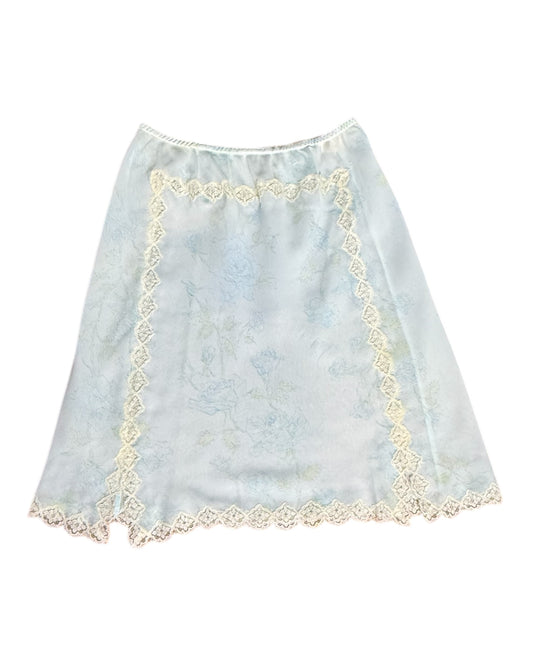 Vintage Bergdorf Goodman Blue Floral Slip Skirt