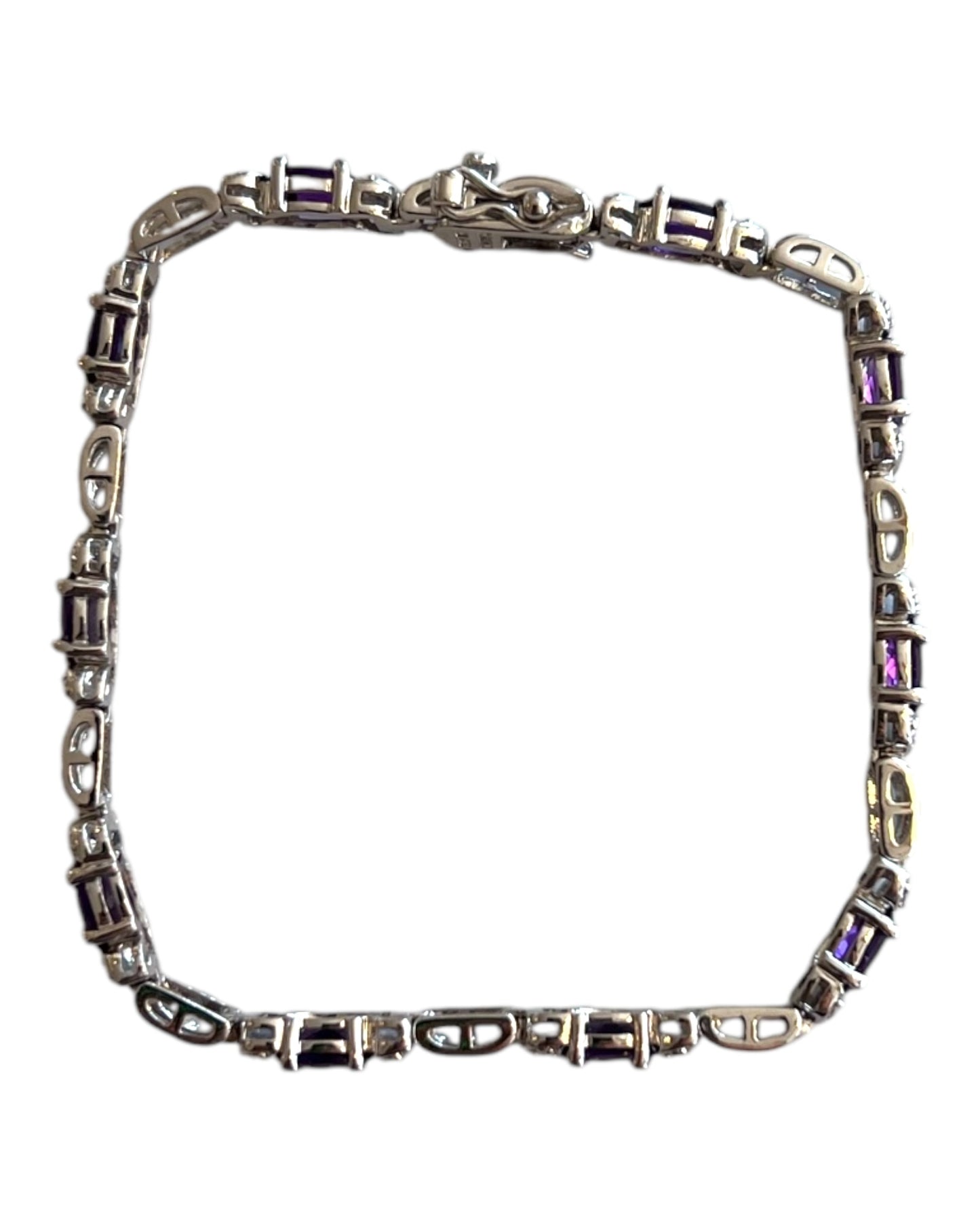 Vintage Silver and Purple Crystal Tennis Bracelet