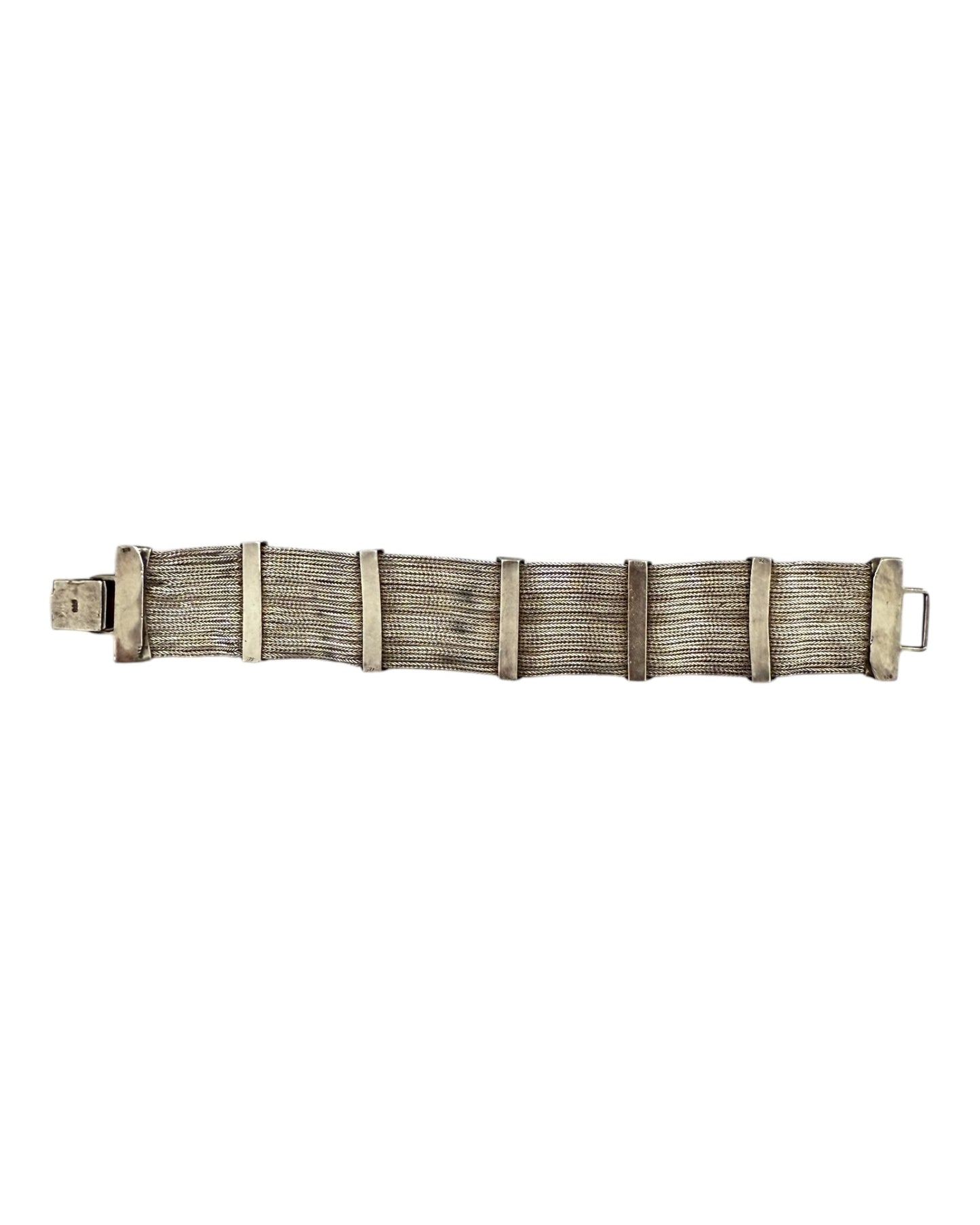 Vintage Sterling Silver and Iolite Etched Bracelet