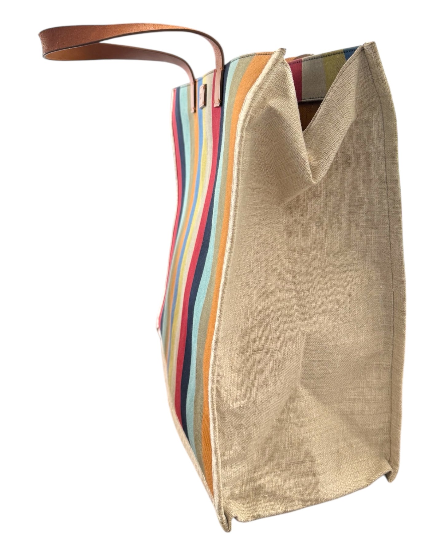 Vintage Fendi Striped Peplin Shopping Tote Bag