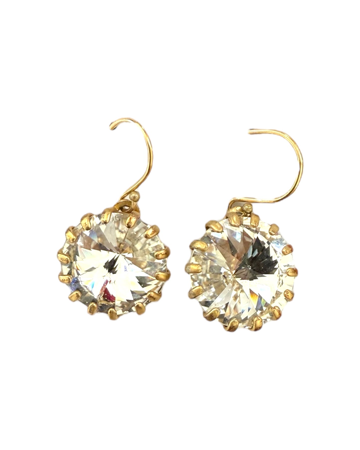 Pre-Loved Gold and Crystal Dangly Earrings