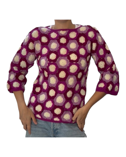 Vintage 1980s Purple Crochet Sweater