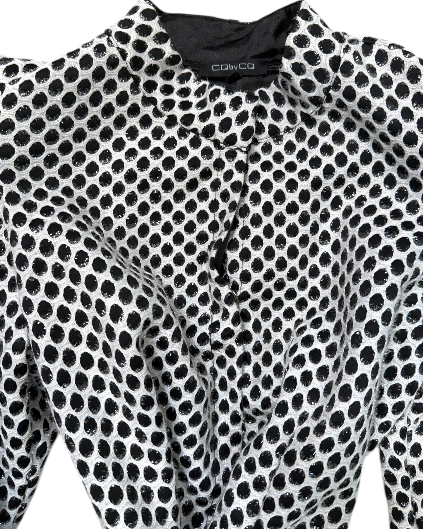 Vintage Black and White Blouse with Belt
