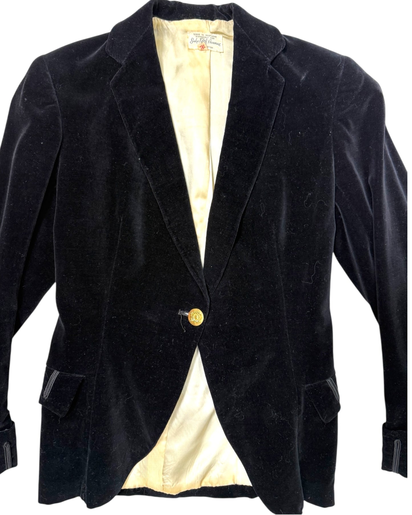 Vintage Saks Fifth Avenue Black Velvet Blazer