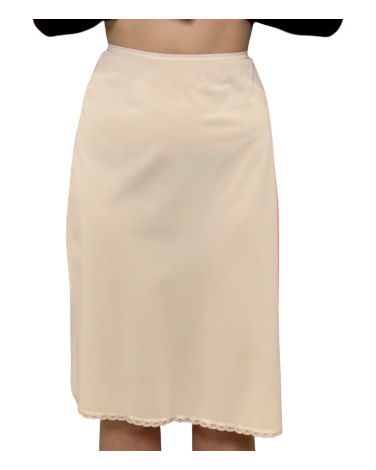 Vintage Ecru Knee-Length Slip Skirt