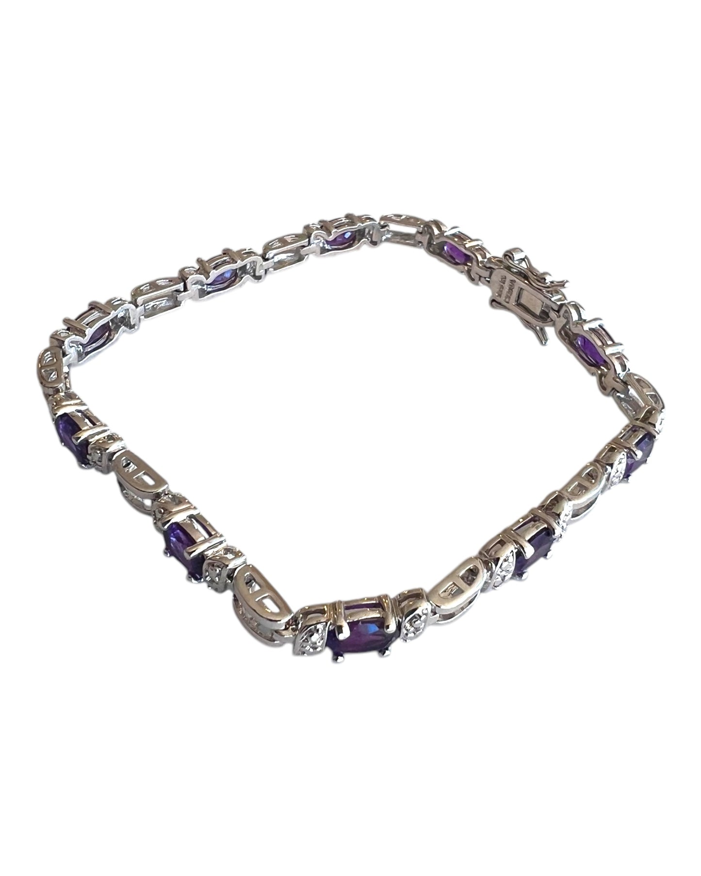 Vintage Silver and Purple Crystal Tennis Bracelet