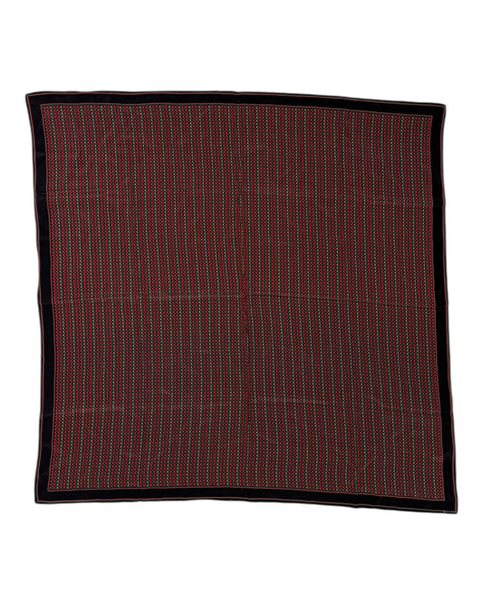 Vintage Red and Black Geometric Silk Scarf