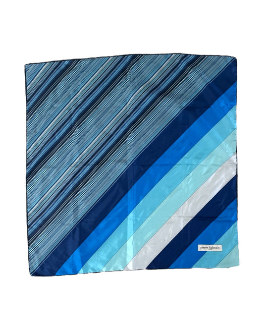 Vintage Pierre Balmain Blue Silk Scarf