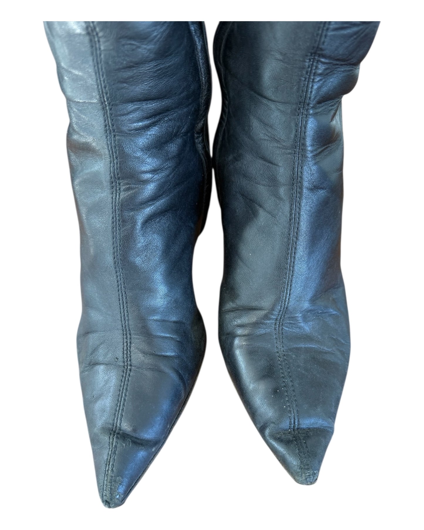 Vintage Gucci Pointed Toe Black Leather Boots