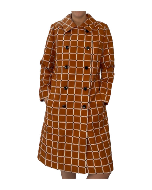 Vintage Lord & Taylor Checkered Brown Trench Coat
