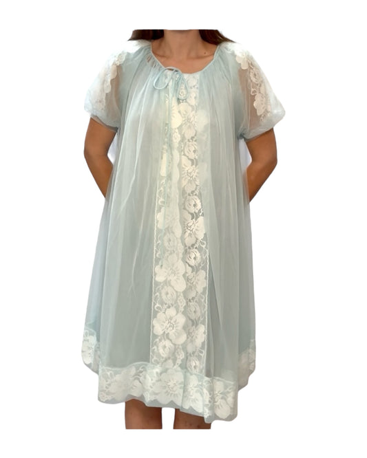 Vintage Blue Lace Nightie Set