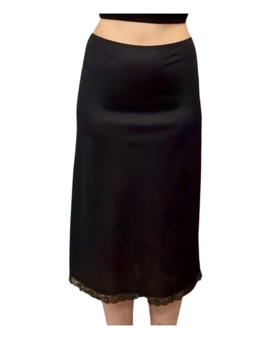 Vintage Black Midi Slip Skirt