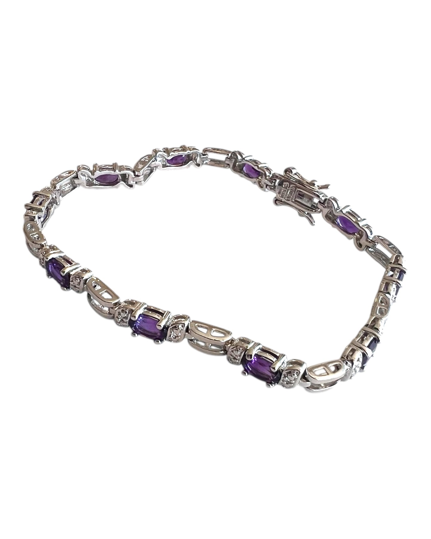 Vintage Silver and Purple Crystal Tennis Bracelet