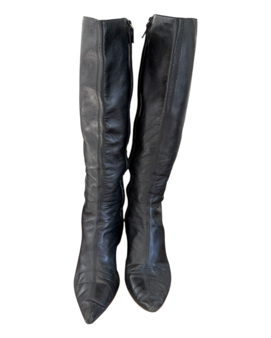 Vintage Gucci Pointed Toe Black Leather Boots