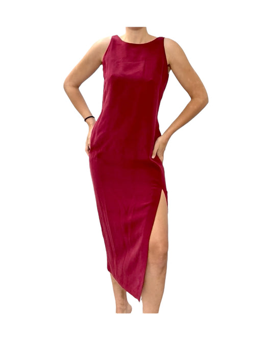 Vintage Ann Taylor Merlot Silk Maxi Dress